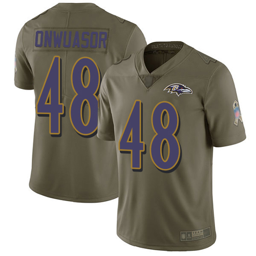 Baltimore Ravens Limited Olive Men Patrick Onwuasor Jersey NFL Football #48 2017 Salute to Service